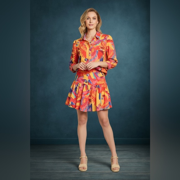 RIO RHYTHM TROPICAL BIRT PRINT MINI SKIRT SET - Picture 7 of 9